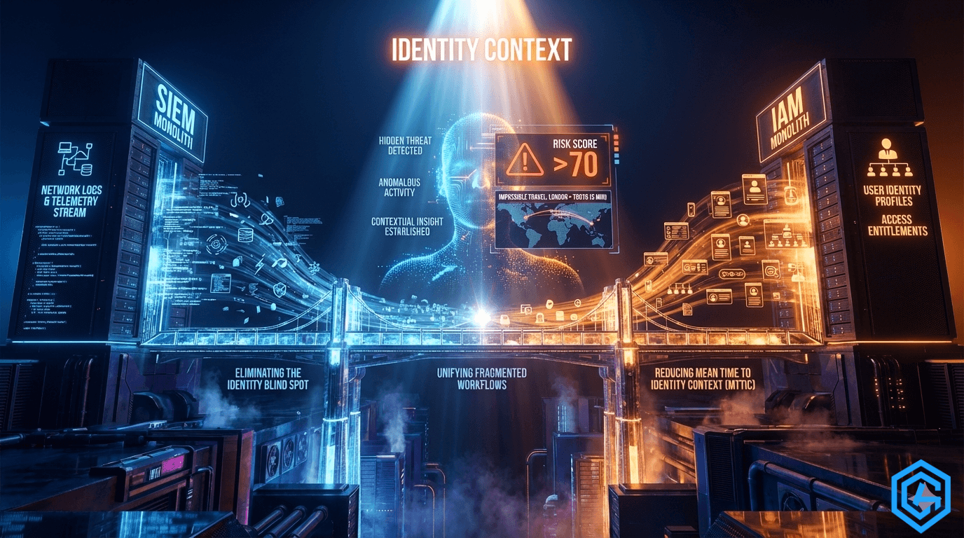 SIEM and IAM integration architecture diagram showing unified threat detection