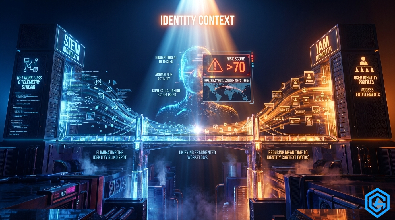 SIEM and IAM integration architecture diagram showing unified threat detection